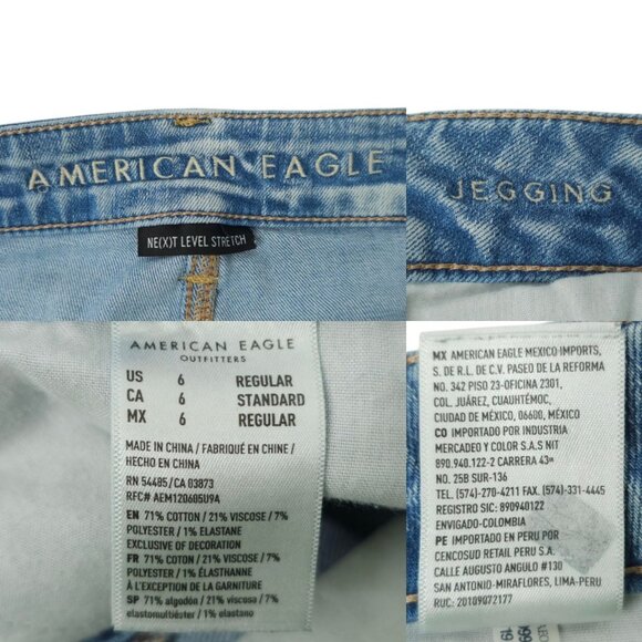 American Eagle Next Level Stretch Jegging Womens 6 Denim Jeans Distressed Ripped - Picture 8 of 15